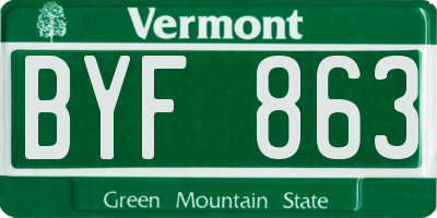 VT license plate BYF863