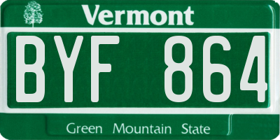 VT license plate BYF864