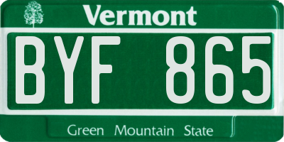VT license plate BYF865