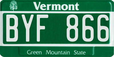 VT license plate BYF866