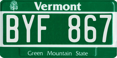 VT license plate BYF867