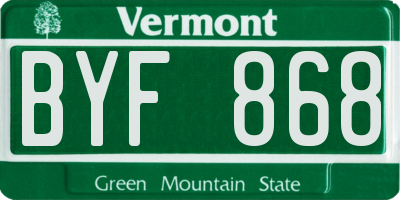 VT license plate BYF868