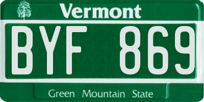 VT license plate BYF869
