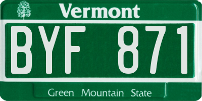 VT license plate BYF871