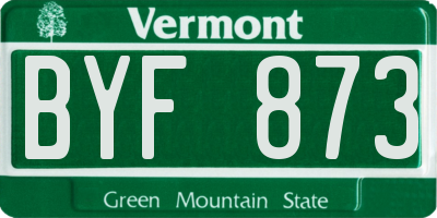 VT license plate BYF873