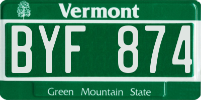 VT license plate BYF874