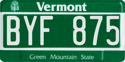 VT license plate BYF875