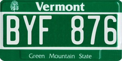VT license plate BYF876