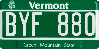 VT license plate BYF880