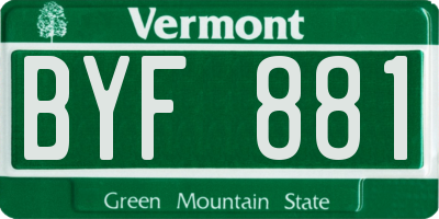 VT license plate BYF881