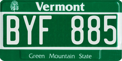 VT license plate BYF885