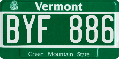VT license plate BYF886