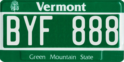 VT license plate BYF888