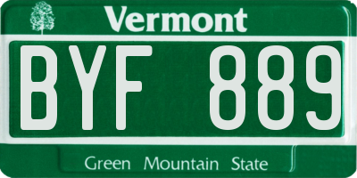 VT license plate BYF889