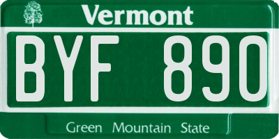 VT license plate BYF890