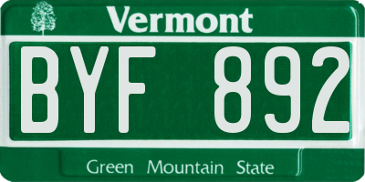 VT license plate BYF892