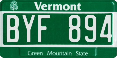 VT license plate BYF894