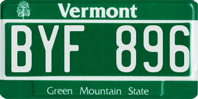 VT license plate BYF896
