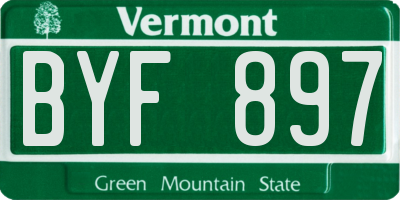 VT license plate BYF897