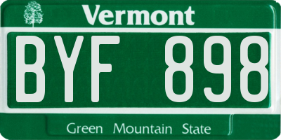 VT license plate BYF898
