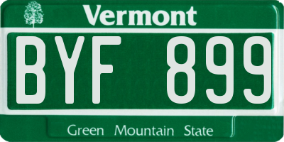 VT license plate BYF899