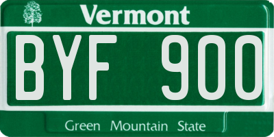 VT license plate BYF900