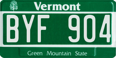VT license plate BYF904