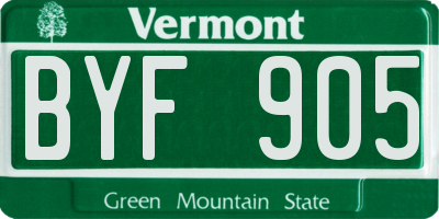 VT license plate BYF905