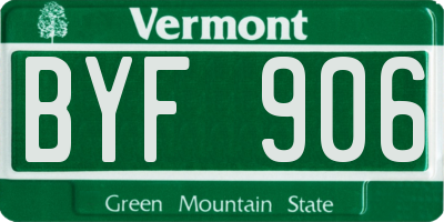 VT license plate BYF906