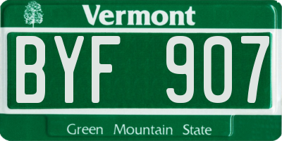 VT license plate BYF907
