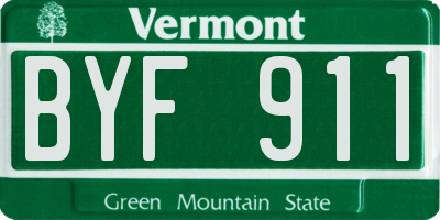 VT license plate BYF911