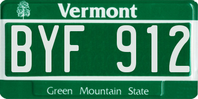 VT license plate BYF912