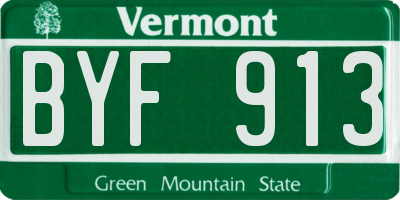 VT license plate BYF913