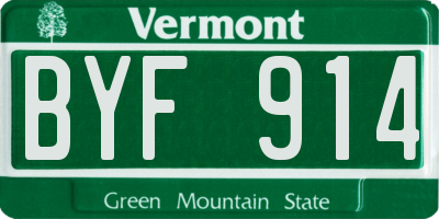 VT license plate BYF914