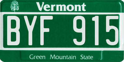 VT license plate BYF915