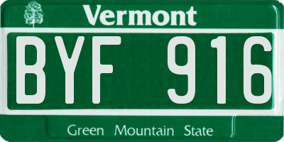 VT license plate BYF916