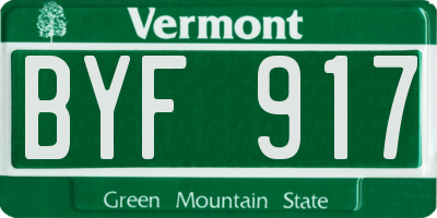 VT license plate BYF917