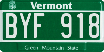 VT license plate BYF918