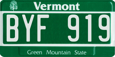 VT license plate BYF919