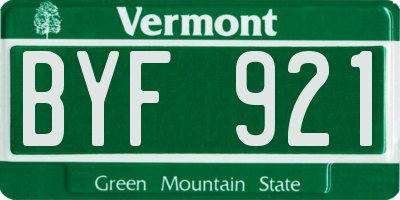 VT license plate BYF921