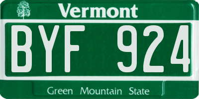 VT license plate BYF924