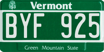 VT license plate BYF925