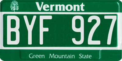 VT license plate BYF927