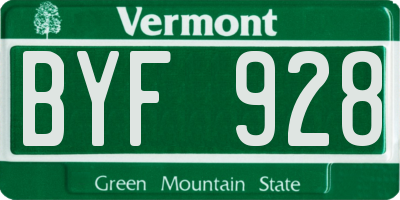 VT license plate BYF928