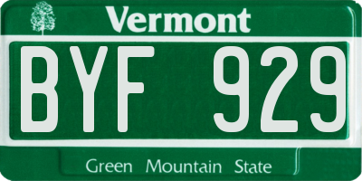 VT license plate BYF929