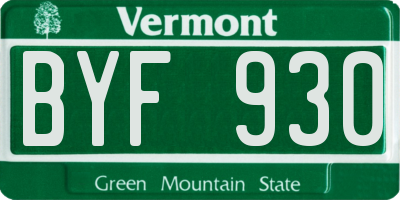 VT license plate BYF930