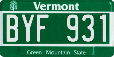 VT license plate BYF931