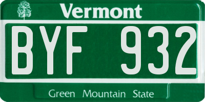 VT license plate BYF932
