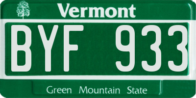 VT license plate BYF933