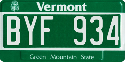 VT license plate BYF934